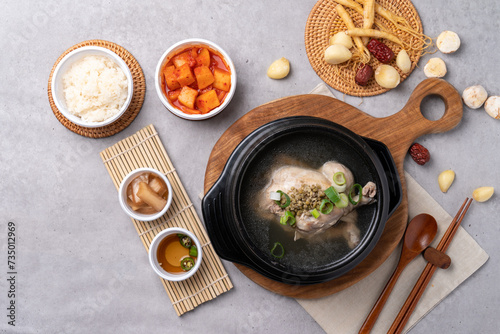 Samgyetang, chicken dish, mulberry, oriental medicine, nurungji, earthen pot, Korean food, health food, side dishes, garlic,