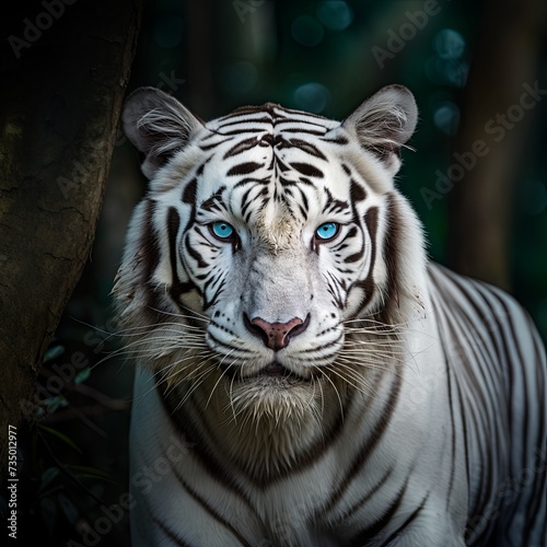 Close-Up of White Tiger in Natural Habitat