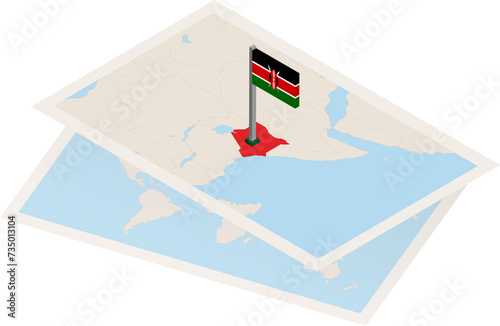 Kenya map and flag
