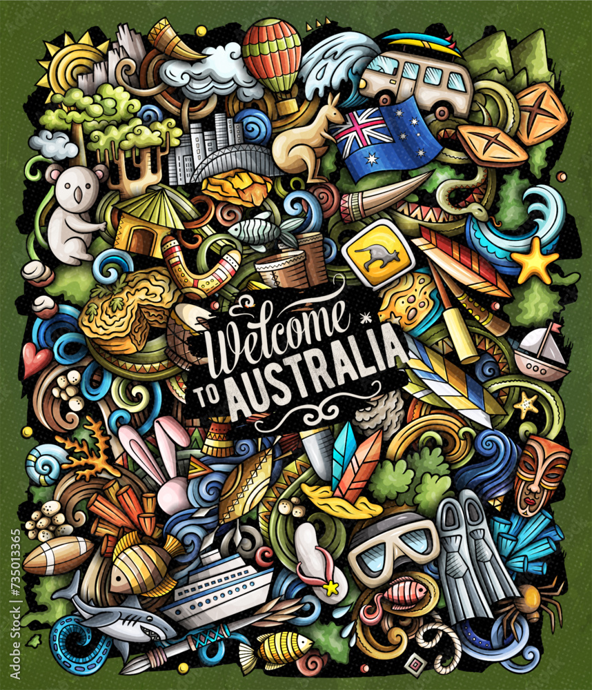 Australia cartoon doodle illustration.