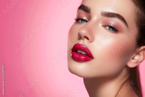 Super model portrait photography for cosmetic products, studio lighting
