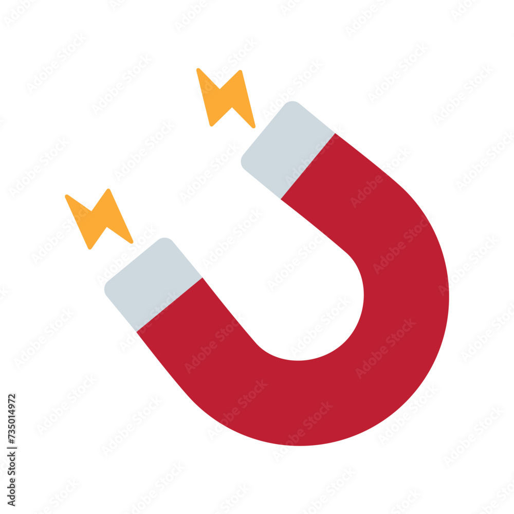 Magnet vector emoji. Isolated horseshoe magnet, as used to pick up iron. Magnetism, attraction sign design. Magnet vector emoji. Isolated horseshoe magnet, as used to pick up iron. Magnetism, attraction sign design.