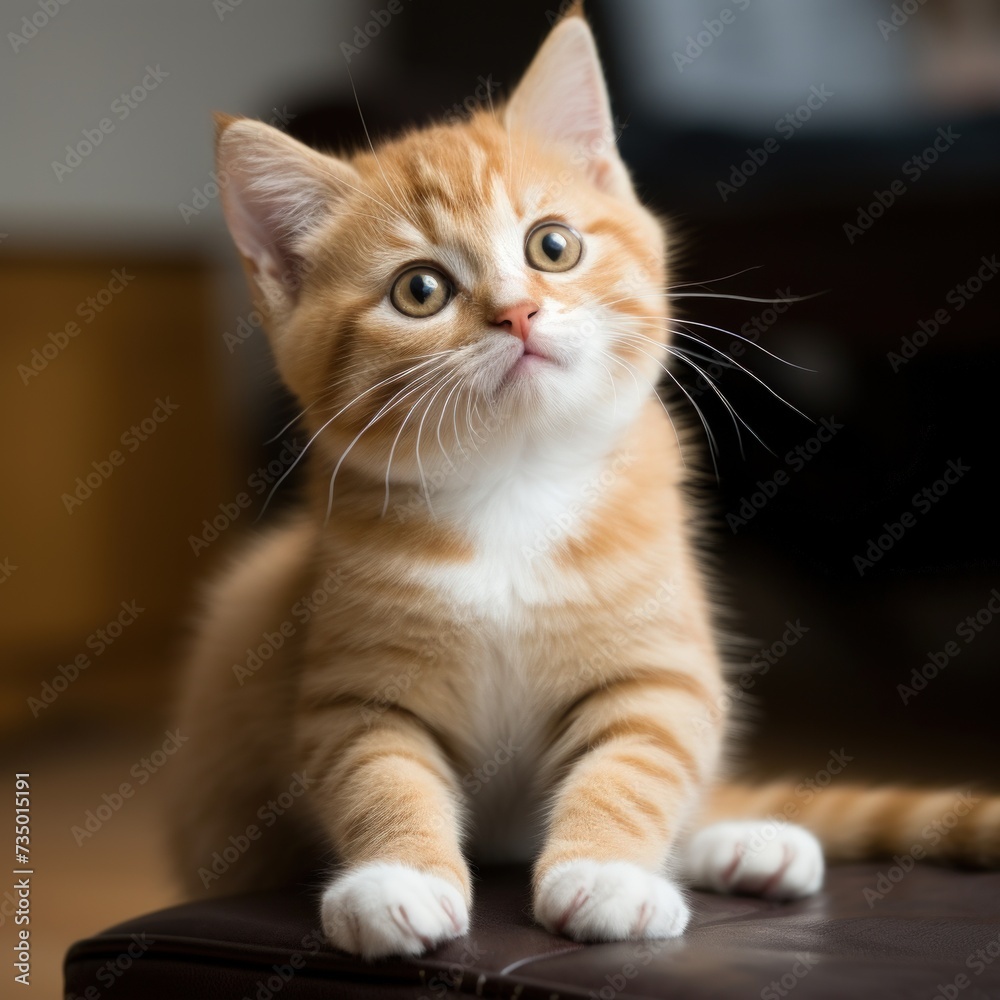 A Kitten Sitting and Looking Curious