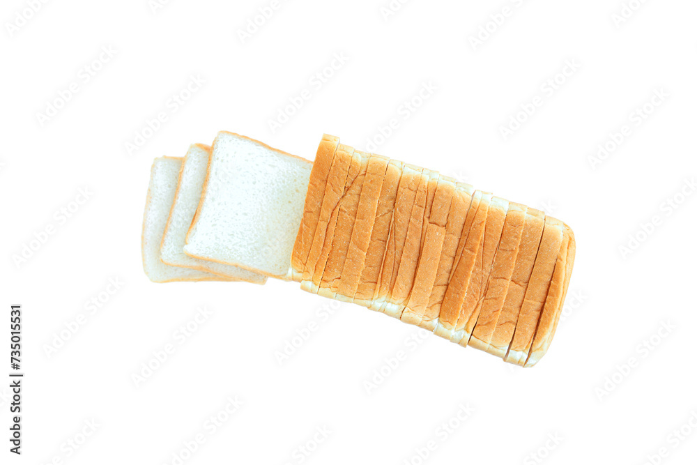 Sliced loaf bread isolated on white background, Wheat bread sliced