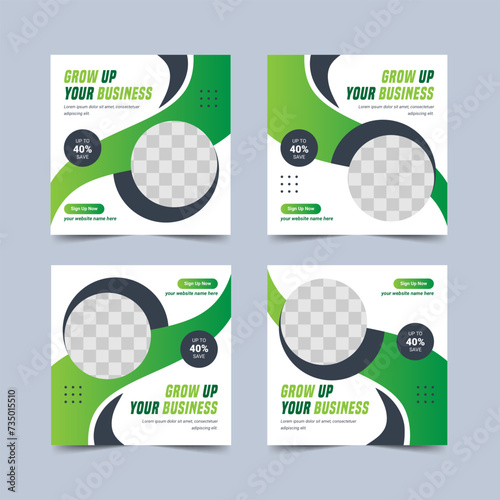 Social media cover post banner template design bundle set, Square post layouts vector illustration