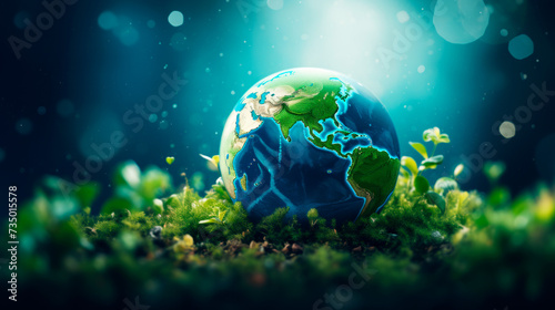 Earth depicted within a glass sphere, highlighting its delicacy and the urgent imperative to safeguard our planet's ecosystems for future generations' wellbeing.