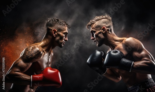 Two Men With Boxing Gloves Engaged in a Match © uhdenis