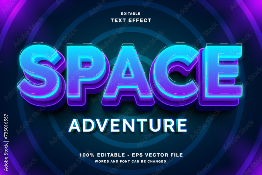 Space adventure 3d editable text effect