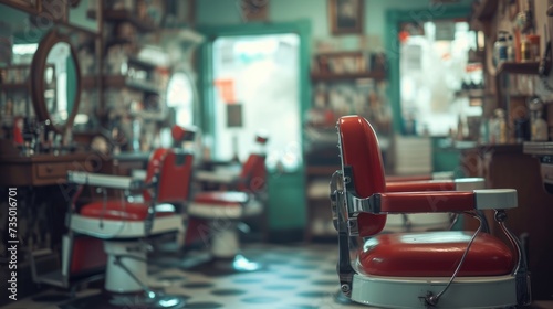 Generative AI, Vintage photo of retro barber shop of 50s, retro interior design


