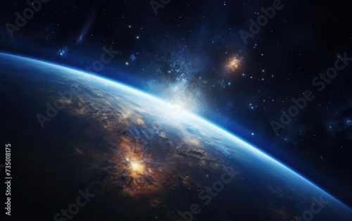  earth in the space with night sky