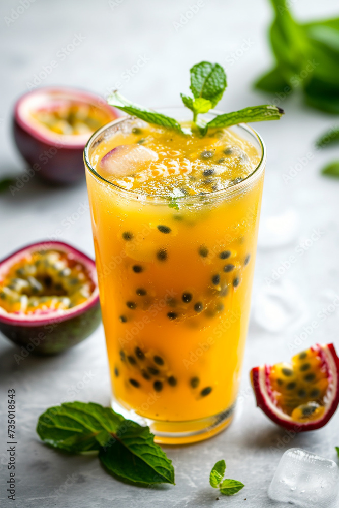 delicious healthy passion fruit juice close-up delicious healthy passion fruit juice close-up
