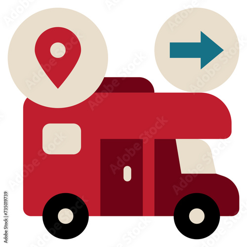 camping campervan caravan vehicle location ground con flat.svg flat style