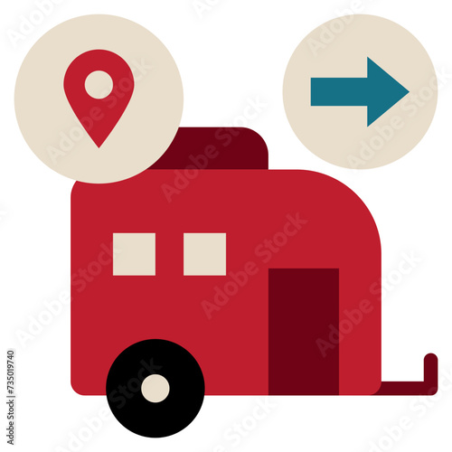 car campervan caravan vehicle location flat style