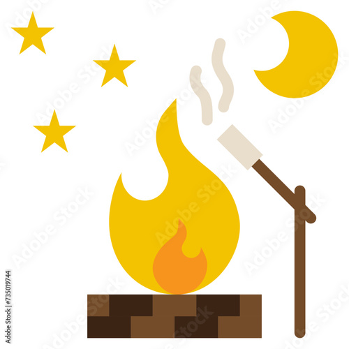flame fire outdoor campground camping flat style