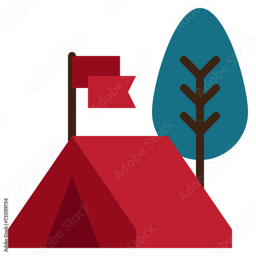 location campground outdoor tent camping flat style