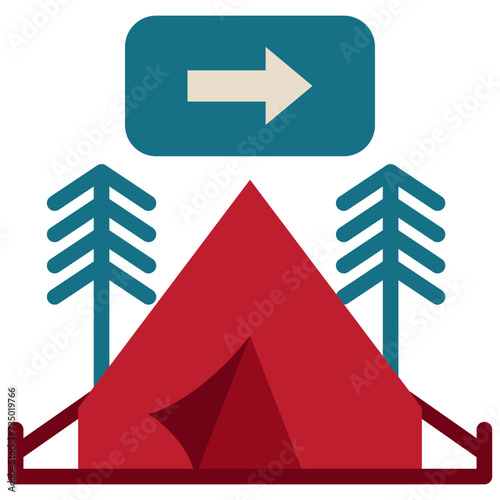 location campground camping tent travel flat style
