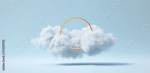 Cloud with a golden ring on a blue background.