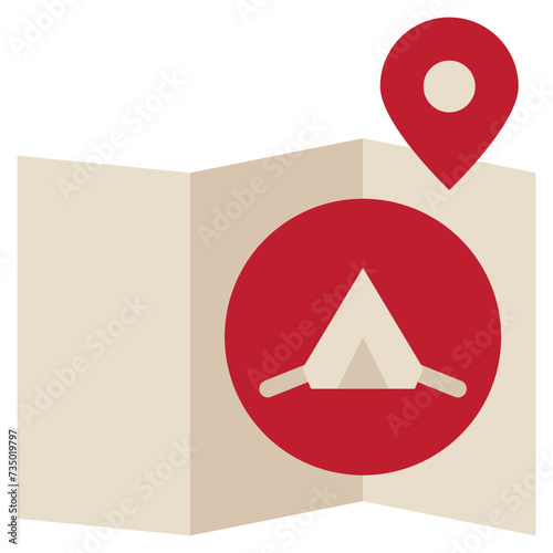 map gps location tent camping campground flat style