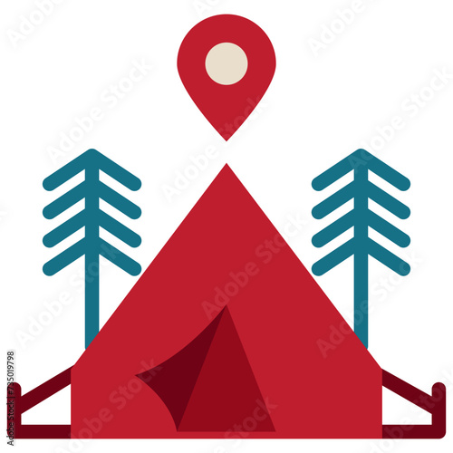 pin gps location camping campground tent flat style