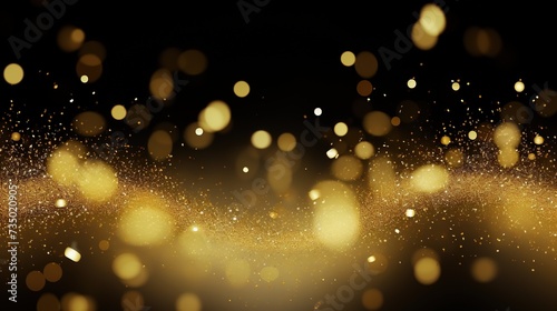 Golden abstract bokeh on black background ,background for graphics Golden sparkles blurred christmas lights - wedding holiday wallpaper