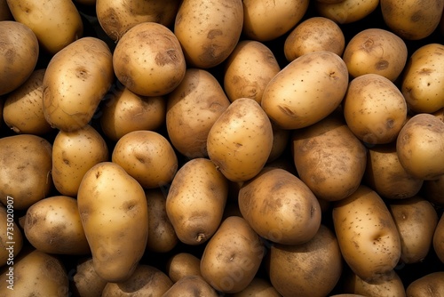 a pile of potatoes is piled up in a pile