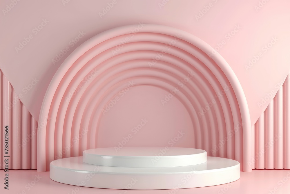 cylinder pedestal podium with pastel pink. for product display presentation. cylinder pedestal podium with pastel pink. for product display presentation.