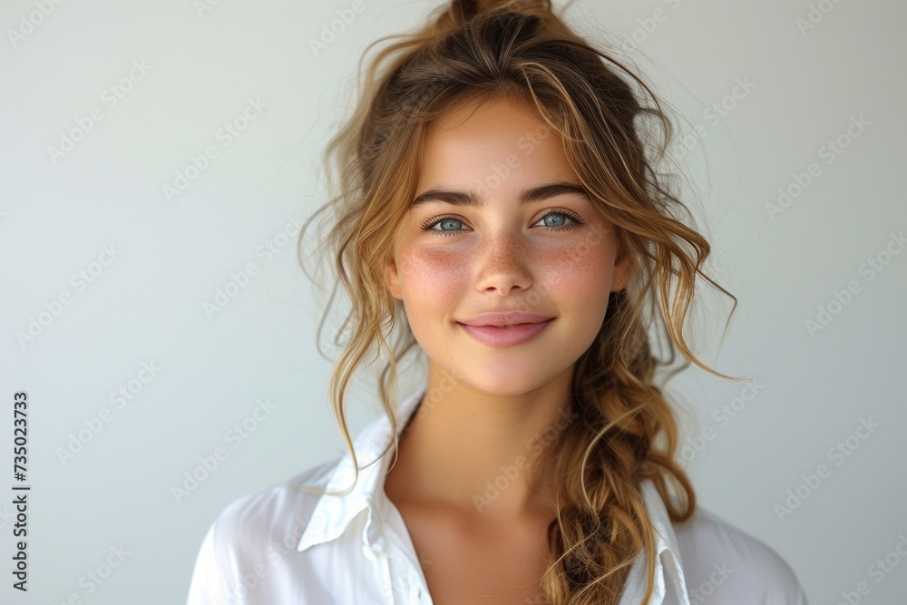 A stunning young woman, a portrait of beauty and elegance, radiating allure and confidence. A stunning young woman, a portrait of beauty and elegance, radiating allure and confidence.