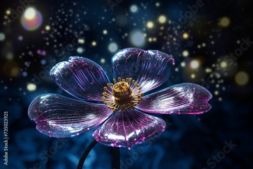 Fototapeta Naklejka Na Ścianę i Meble -  Futuristic Cosmos Flower with Big Data Circuit Technology