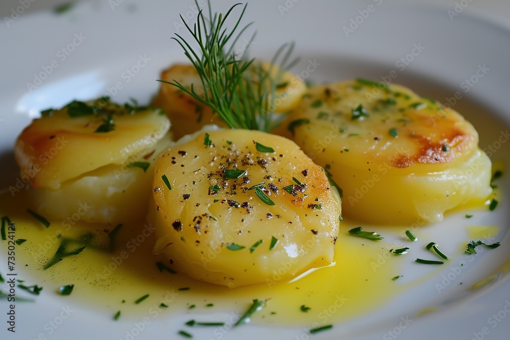 roasted parsley potatoes with herbs on a white plate roasted parsley potatoes with herbs on a white plate