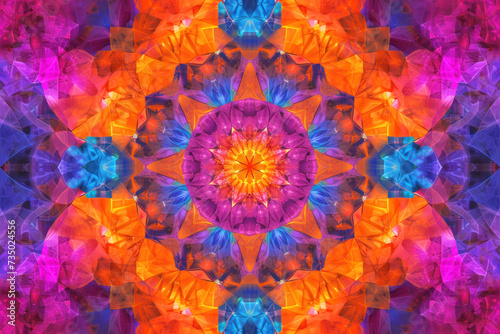 Bright colorful kaleidoscope pattern. Festive style