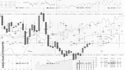 Business and marketing.Candlesstick stock chartStock Market candlesticks and indicators.Bears and bulls fighting. Market volatility..On white Background 2 photo