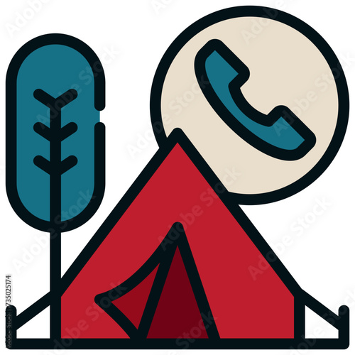 campground tent contact tel camping filled outline