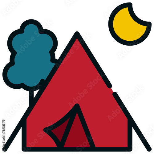 campground camping travel trip tent filled outline