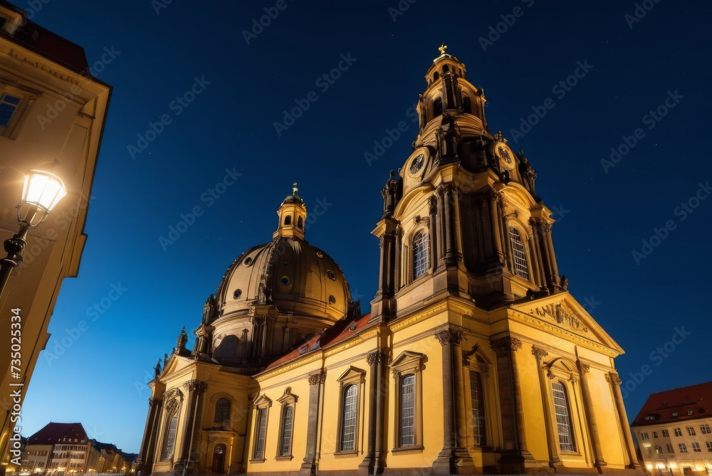 Admire the Frauenkirche in Dresden, Germany, under the night sky by ai generated