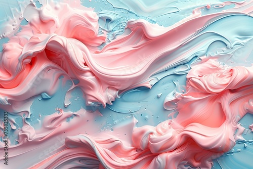 Pink, abstract pastel color with a pastel blue background. fluid creative concept elements