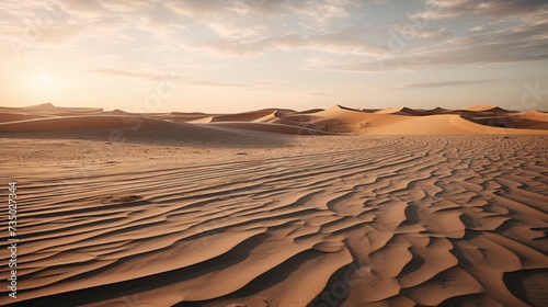 Beautiful desert landscape with dunes against the sky.