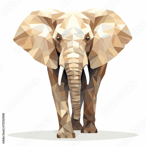 Low poly triangular elephant isolated on a white background
