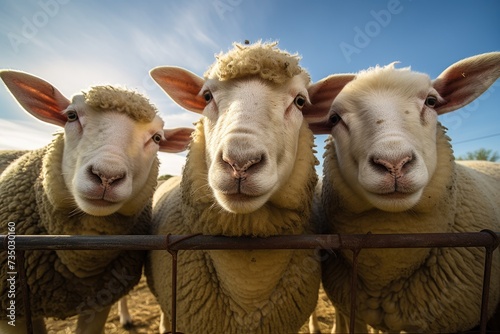 a group of sheep looking at the camera © Alexei