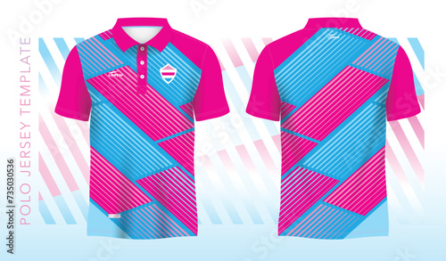 blue pink abstract background and pattern for polo jersey sport design template