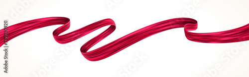 Red paint brush stroke ribbon. Сurly ribbon. Acrylic brush stroke. Vector illustration. Design element.