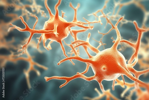 Autoimmune disease affecting nerve cells with antibodies. Generative AI photo