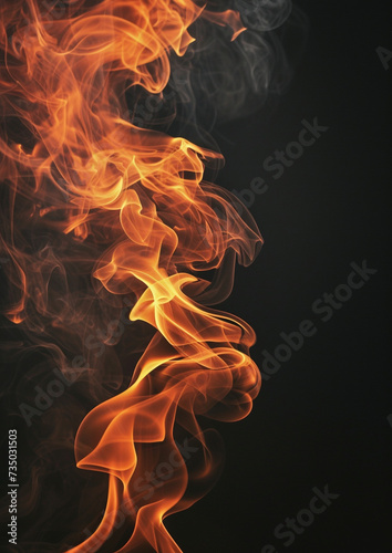 Illustration, realistic flames, and smoke on a pure black background. Unusual illustration.