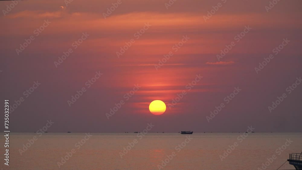 Beautiful 4K Time Lapse Of Majestic Sunset Clouds Sky Over Sea. Ships in the background. Phu Quoc, Vietnam. Beautiful 4K Time Lapse Of Majestic Sunset Clouds Sky Over Sea. Ships in the background. Phu Quoc, Vietnam.