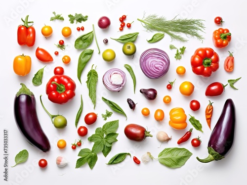 vegetables with space for text on a white background