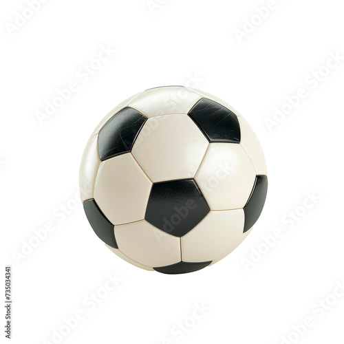 Classic Black and White Soccer Ball, Isolated on Transparent Background