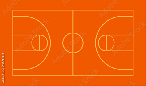 Basketball Court Flat Vector line Icon. Basket ball field playground stadium layout. Basketball court line icon.