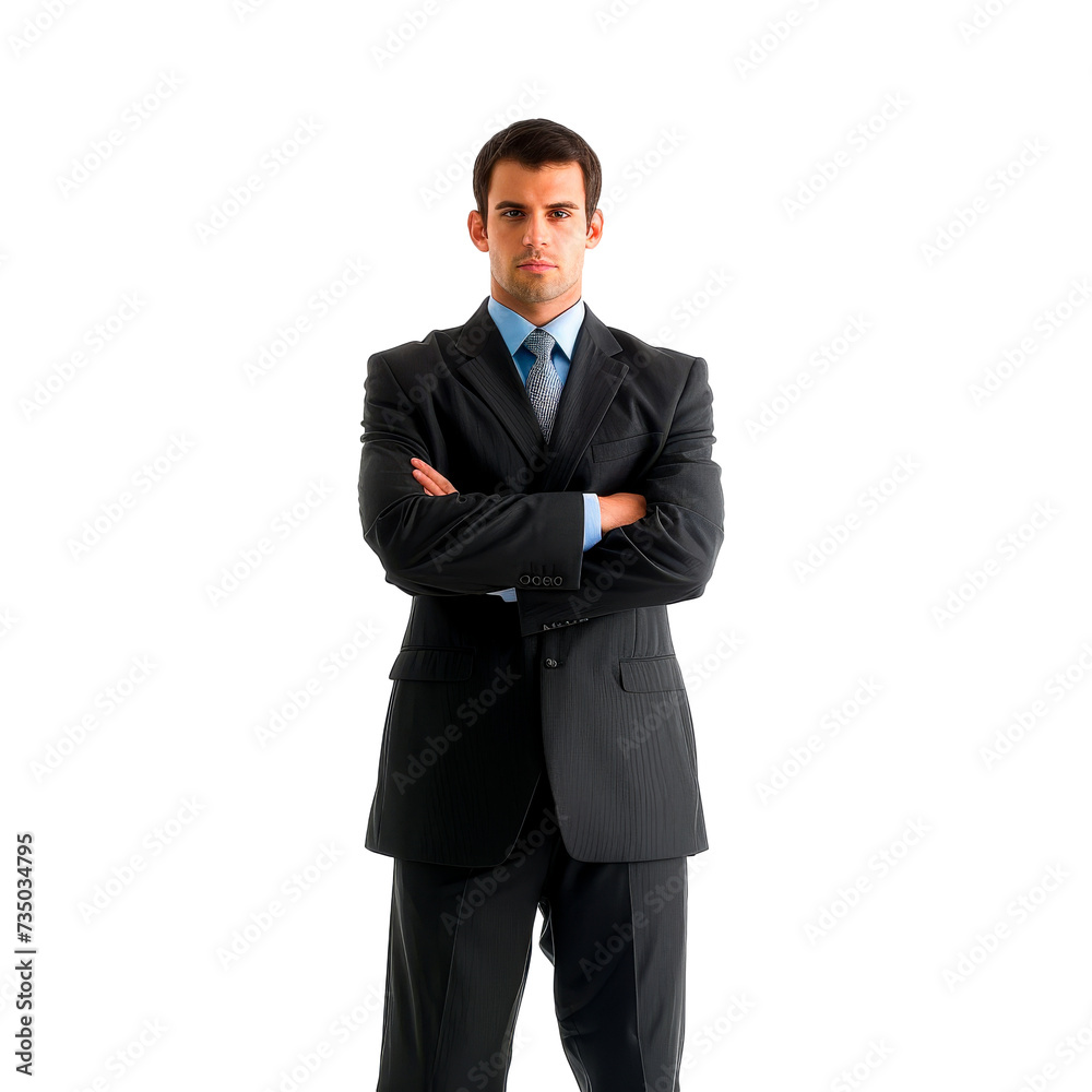 Man in a Suit Standing With Arms Crossed, Isolated on a Transparent Background Man in a Suit Standing With Arms Crossed, Isolated on a Transparent Background