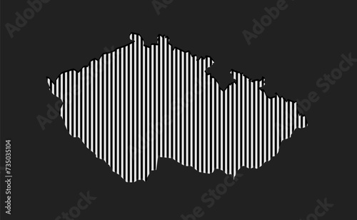Abstract map Czech republic, parallel grey lines