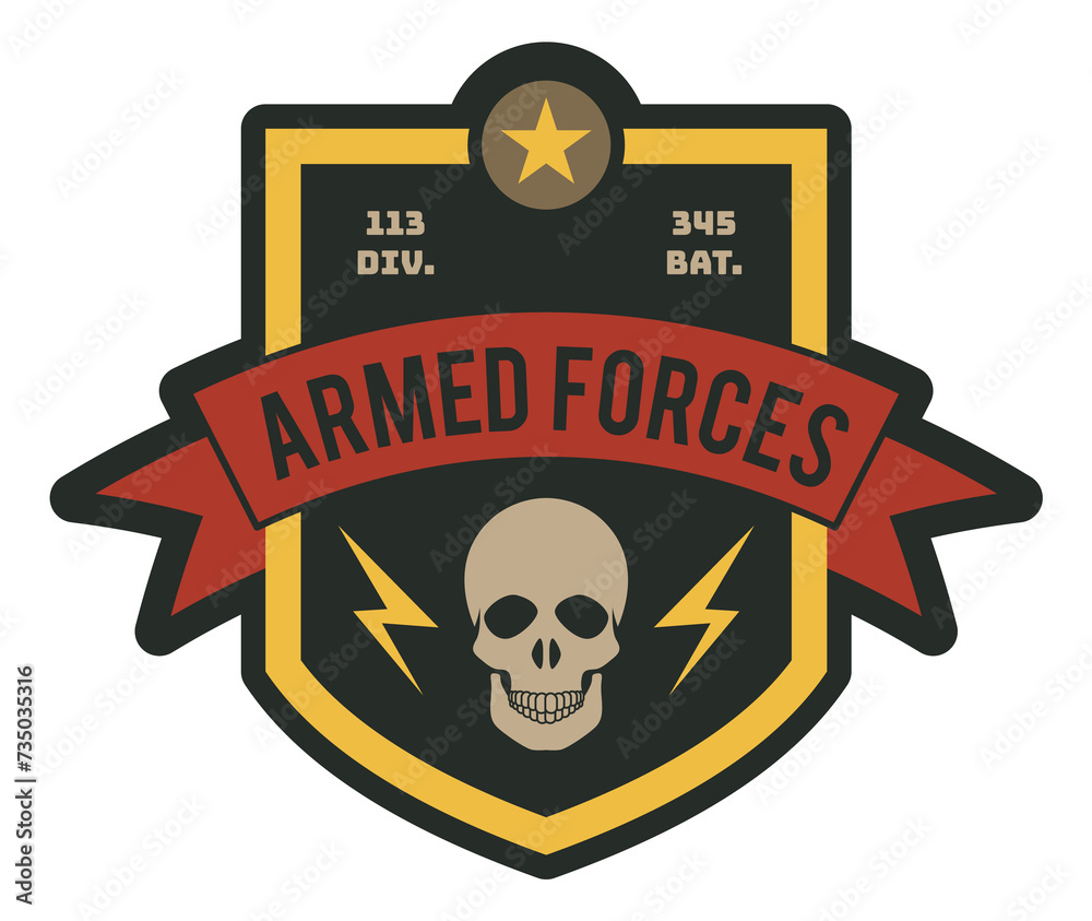 Naklejka premium Armed forces badge. Division sign. Military label