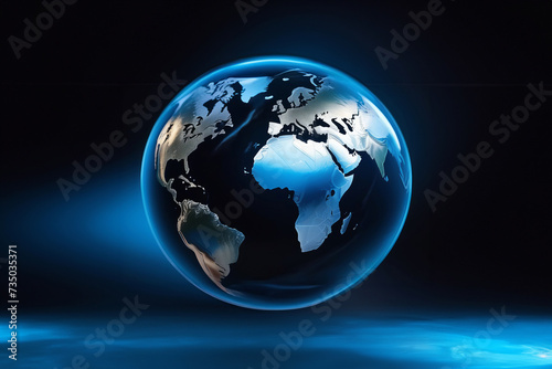 hi-tech earth globe against black background. abstract internet background